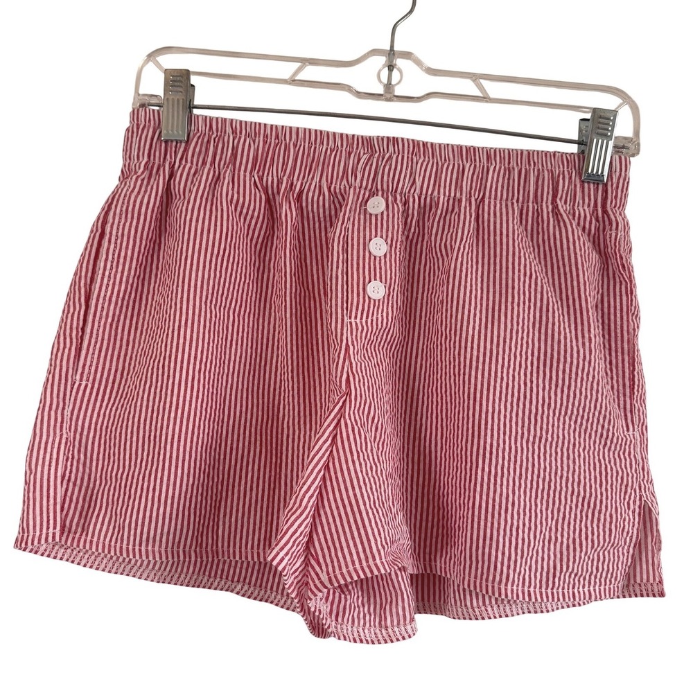 Beverly and Beck Lounge Boxer Shorts Red Cotton Striped Preppy Coastal Chic